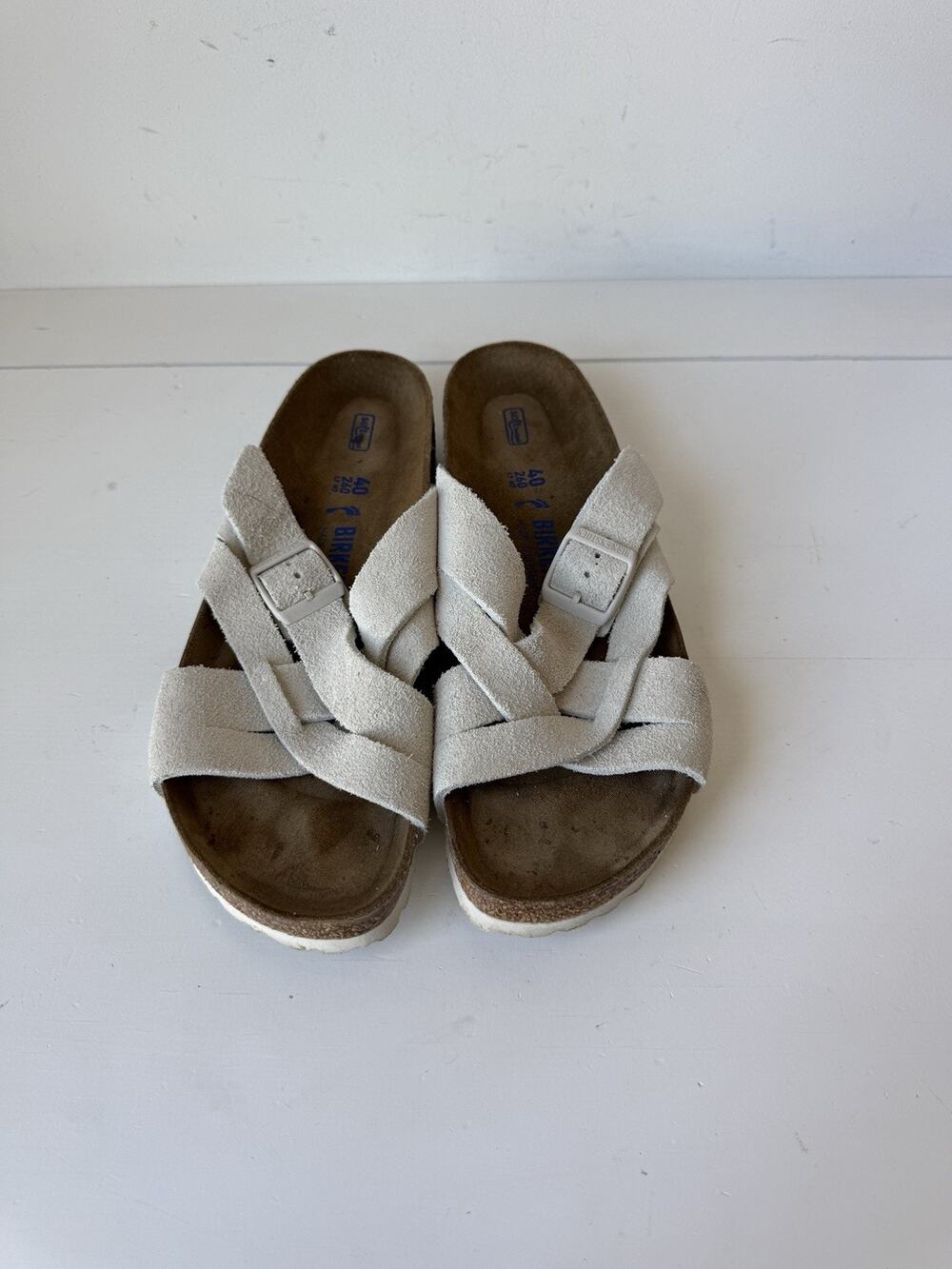 Birkenstock Lugano Soft Footbed Suede Leather Sandals Size 40 Womens Size 8.5